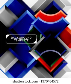 3d futuristic shapes vector abstract background made of glossy pieces with light effects. Modern design