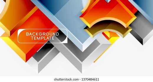 3d futuristic shapes vector abstract background made of glossy pieces with light effects. Modern design