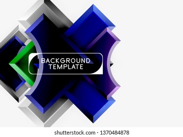 3d formas futuristas vectorial fondo abstracto hecho de piezas glosas con efectos de luz. Diseño moderno