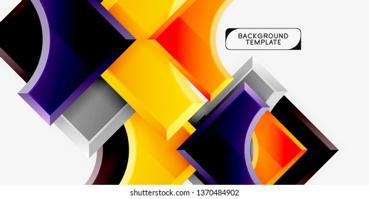 3d formas futuristas vectorial fondo abstracto hecho de piezas glosas con efectos de luz. Diseño moderno