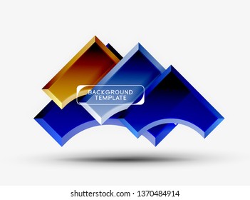 3d formas futuristas vectorial fondo abstracto hecho de piezas glosas con efectos de luz. Diseño moderno