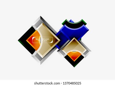 3d futuristic shapes vector abstract background made of glossy pieces with light effects. Modern design