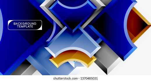 3d formas futuristas vectorial fondo abstracto hecho de piezas glosas con efectos de luz. Diseño moderno