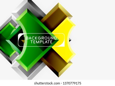 3d formas futuristas vectorial fondo abstracto hecho de piezas glosas con efectos de luz. Diseño moderno