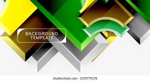 3d futuristic shapes vector abstract background made of glossy pieces with light effects. Modern design