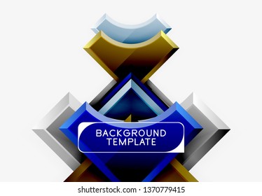 3d futuristic shapes vector abstract background made of glossy pieces with light effects. Modern design