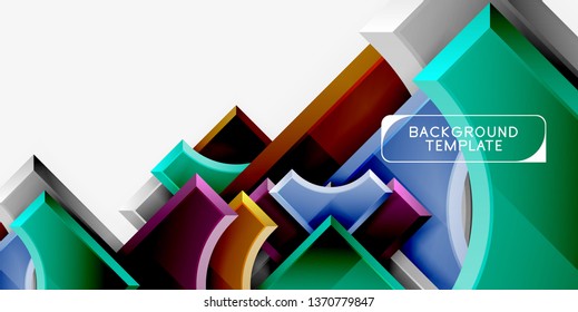 3d formas futuristas vectorial fondo abstracto hecho de piezas glosas con efectos de luz. Diseño moderno