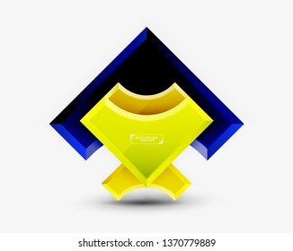 3d formas futuristas vectorial fondo abstracto hecho de piezas glosas con efectos de luz. Diseño moderno