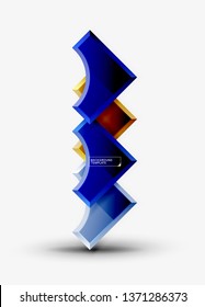 3d futuristic shapes vector abstract background made of glossy pieces with light effects. Modern design