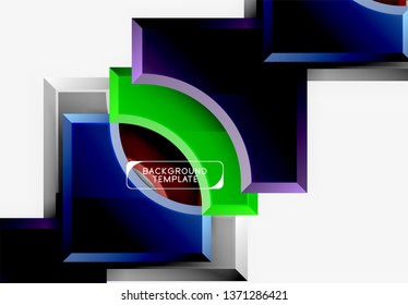 3d formas futuristas vectorial fondo abstracto hecho de piezas glosas con efectos de luz. Diseño moderno