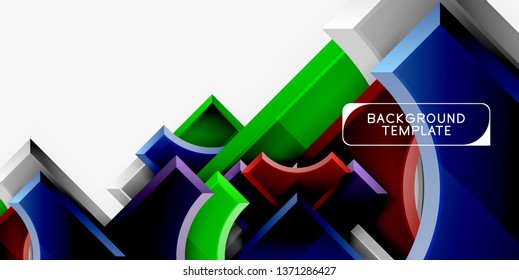 3d futuristic shapes vector abstract background made of glossy pieces with light effects. Modern design