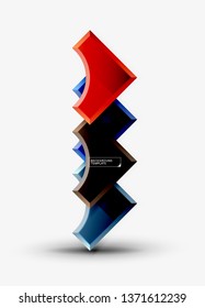 3d futuristic shapes vector abstract background made of glossy pieces with light effects. Modern design
