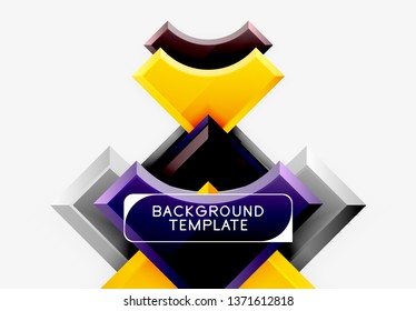 3d futuristic shapes vector abstract background made of glossy pieces with light effects. Modern design