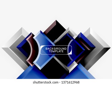 3d futuristic shapes vector abstract background made of glossy pieces with light effects. Modern design