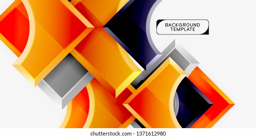 3d futuristic shapes vector abstract background made of glossy pieces with light effects. Modern design