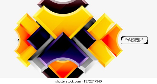 3d futuristic shapes vector abstract background made of glossy pieces with light effects. Modern design