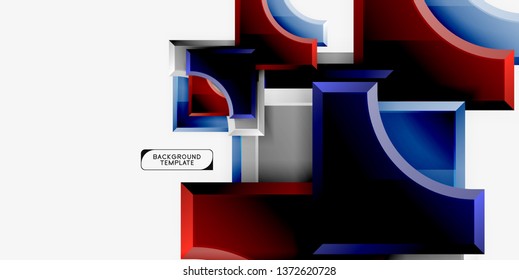 3d futuristic shapes vector abstract background made of glossy pieces with light effects. Modern design
