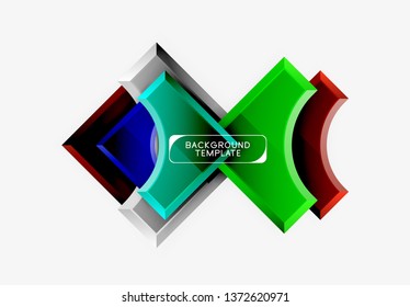 3d futuristic shapes vector abstract background made of glossy pieces with light effects. Modern design