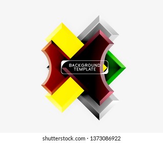 3d futuristic shapes vector abstract background made of glossy pieces with light effects. Modern design