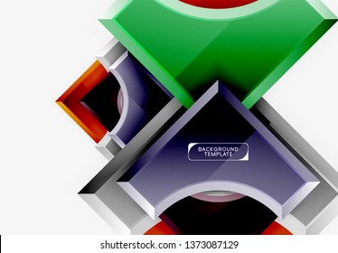 3d formas futuristas vectorial fondo abstracto hecho de piezas glosas con efectos de luz. Diseño moderno