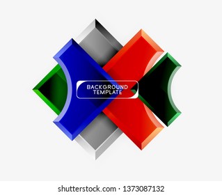 3d formas futuristas vectorial fondo abstracto hecho de piezas glosas con efectos de luz. Diseño moderno