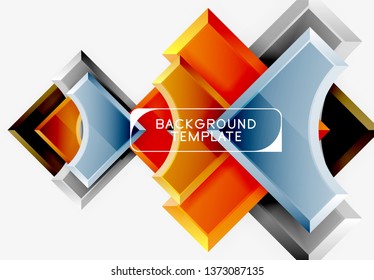 3d formas futuristas vectorial fondo abstracto hecho de piezas glosas con efectos de luz. Diseño moderno