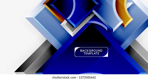 3d futuristic shapes vector abstract background made of glossy pieces with light effects. Modern design