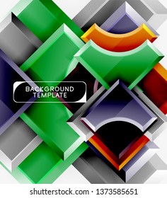 3d futuristic shapes vector abstract background made of glossy pieces with light effects. Modern design