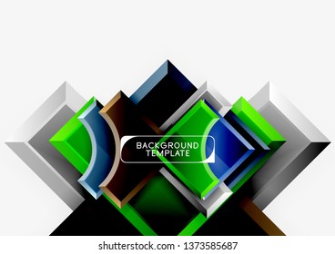 3d formas futuristas vectorial fondo abstracto hecho de piezas glosas con efectos de luz. Diseño moderno