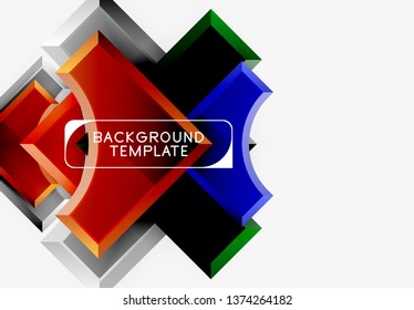 3d futuristic shapes vector abstract background made of glossy pieces with light effects. Modern design
