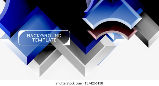 3d formas futuristas vectorial fondo abstracto hecho de piezas glosas con efectos de luz. Diseño moderno
