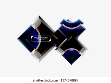 3d futuristic shapes vector abstract background made of glossy pieces with light effects. Modern design