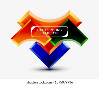 3d futuristic shapes vector abstract background made of glossy pieces with light effects. Modern design