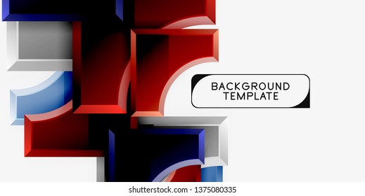 3d futuristic shapes vector abstract background made of glossy pieces with light effects. Modern design