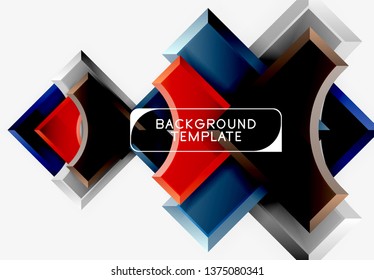3d futuristic shapes vector abstract background made of glossy pieces with light effects. Modern design