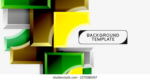 3d futuristic shapes vector abstract background made of glossy pieces with light effects. Modern design