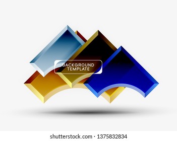 3d formas futuristas vectorial fondo abstracto hecho de piezas glosas con efectos de luz. Diseño moderno