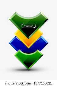 3d futuristic shapes vector abstract background made of glossy pieces with light effects. Modern design