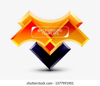 3d futuristic shapes vector abstract background made of glossy pieces with light effects. Modern design