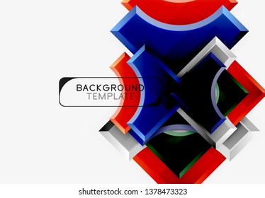 3d futuristic shapes vector abstract background made of glossy pieces with light effects. Modern design