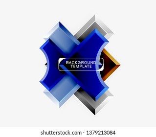 3d formas futuristas vectorial fondo abstracto hecho de piezas glosas con efectos de luz. Diseño moderno