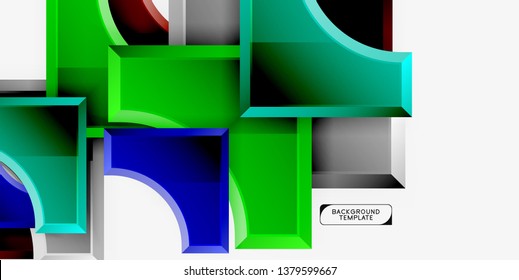3d futuristic shapes vector abstract background made of glossy pieces with light effects. Modern design