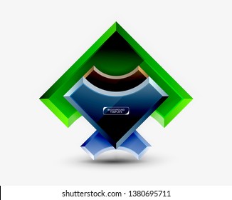 3d futuristic shapes vector abstract background made of glossy pieces with light effects. Modern design