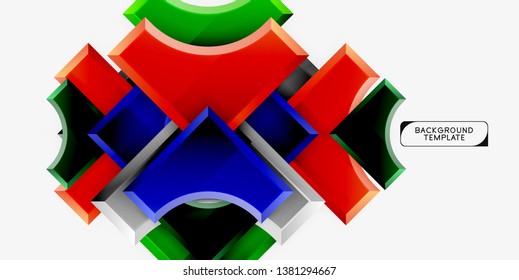 3d futuristic shapes vector abstract background made of glossy pieces with light effects. Modern design