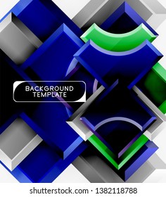 3d futuristic shapes vector abstract background made of glossy pieces with light effects. Modern design