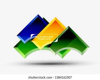 3d futuristic shapes vector abstract background made of glossy pieces with light effects. Modern design