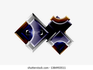3d futuristic shapes vector abstract background made of glossy pieces with light effects. Modern design