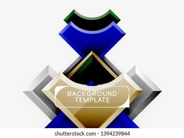 3d futuristic shapes vector abstract background made of glossy pieces with light effects. Modern design