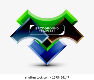 3d futuristic shapes vector abstract background made of glossy pieces with light effects. Modern design