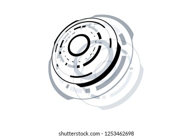 3D Futuristic Technology Elements Design. Landing Page, Big Data, Virtual Reality, Artificial Intelligence, Hologram Screen, Science Fiction, Security System. Vector EPS 10 Illustration